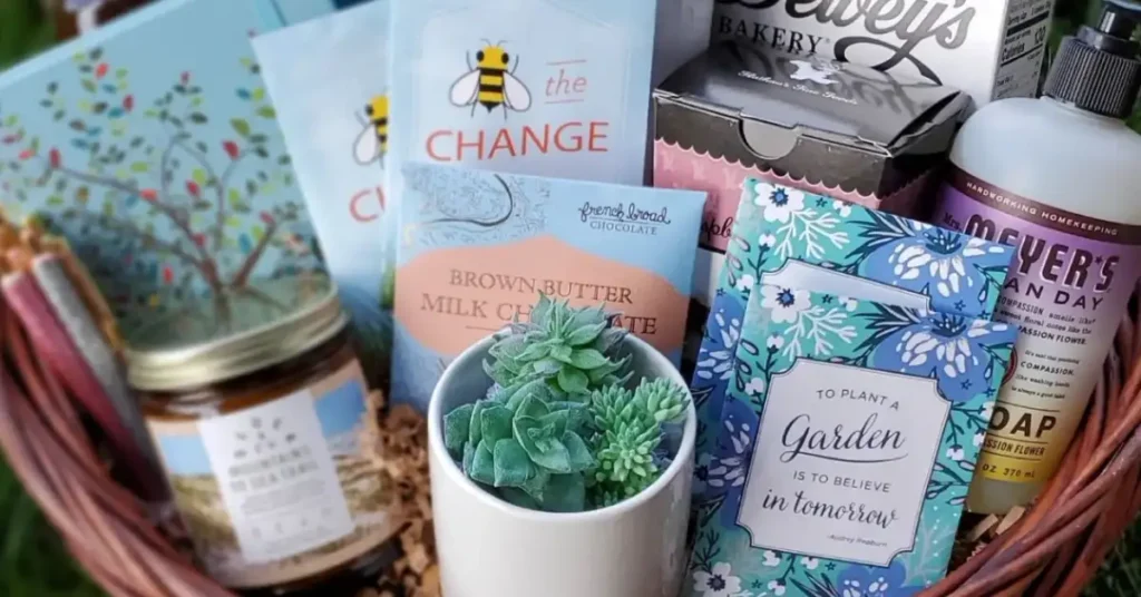 Spring themed thank you baskets