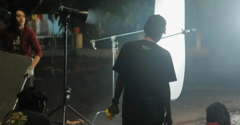 young film students doing a film project